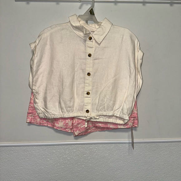 New NWT Girls Wonder Nation Cream & Pink Short Set XL (14-16) 2 piece set - Picture 1 of 14